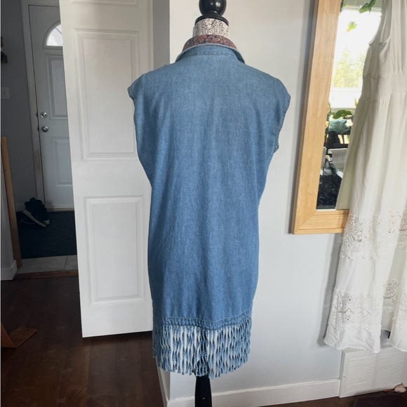 Vintage Western 100% Cotton Tassel Fringe Button Up Shirt Dress. Small/Medium - Picture 6 of 8